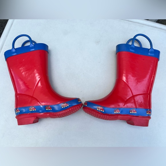 Rubber rain firefighter boots size 5 kids boys - Picture 2 of 14